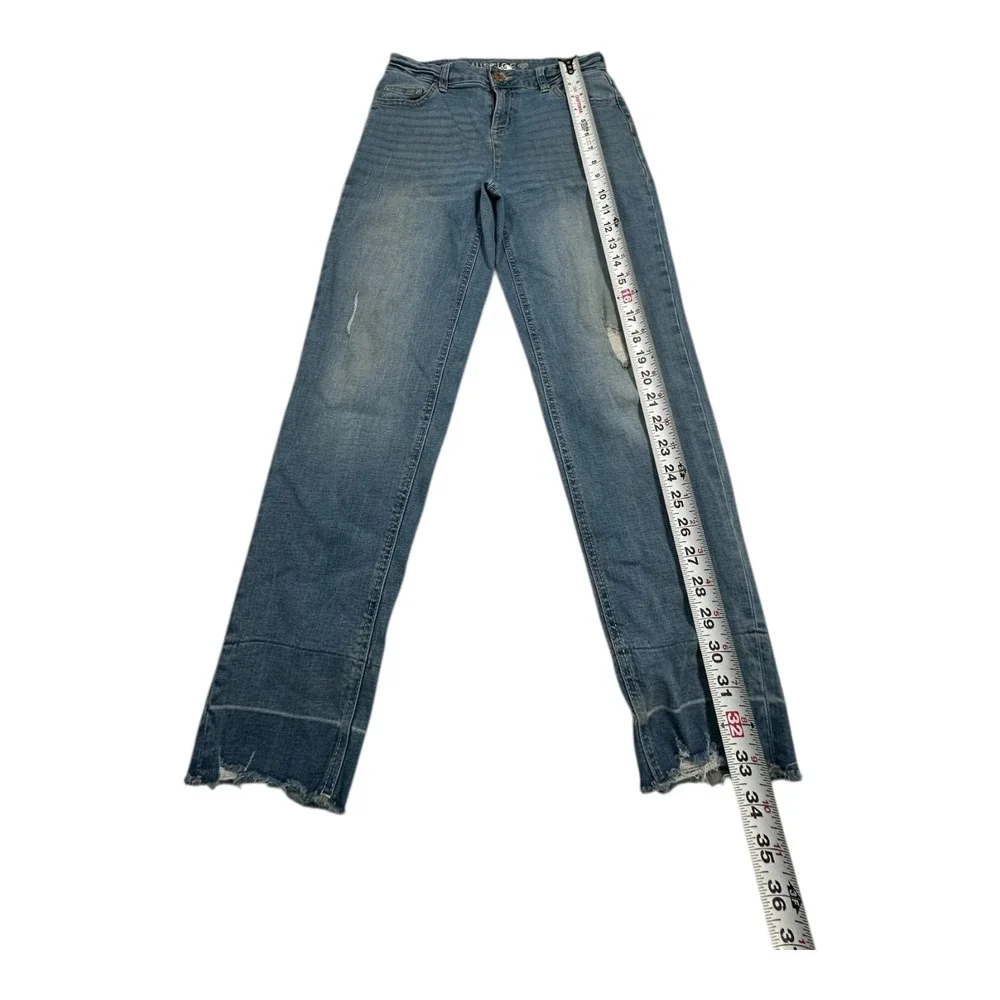 Justice‎ Girls Size 16 Blue Denim Straight Leg Jeans Distressed Frayed Hem